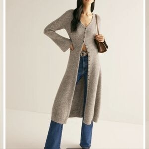 Commense Knit Sweater Dress Cardigan V-Neck Breasted Split M NWT